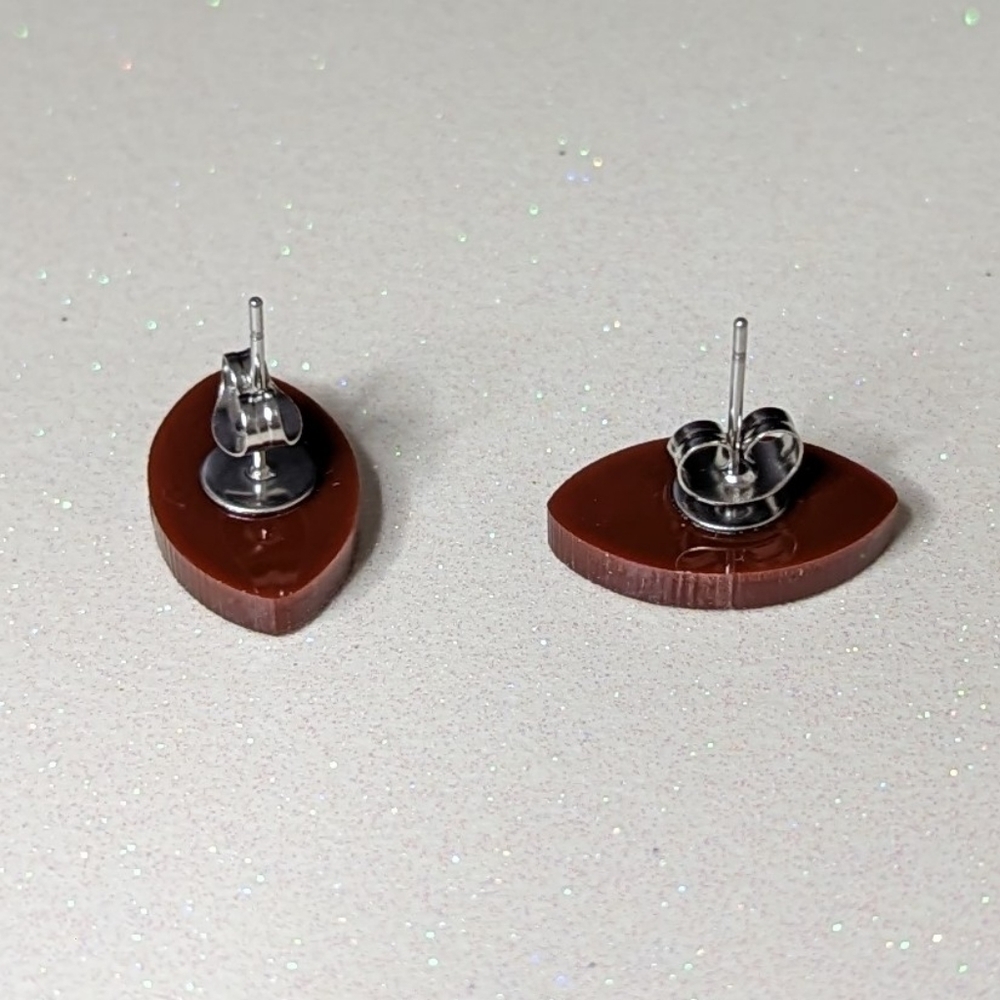 Football brown glitter acrylic stud earrings - Picture 7 of 7